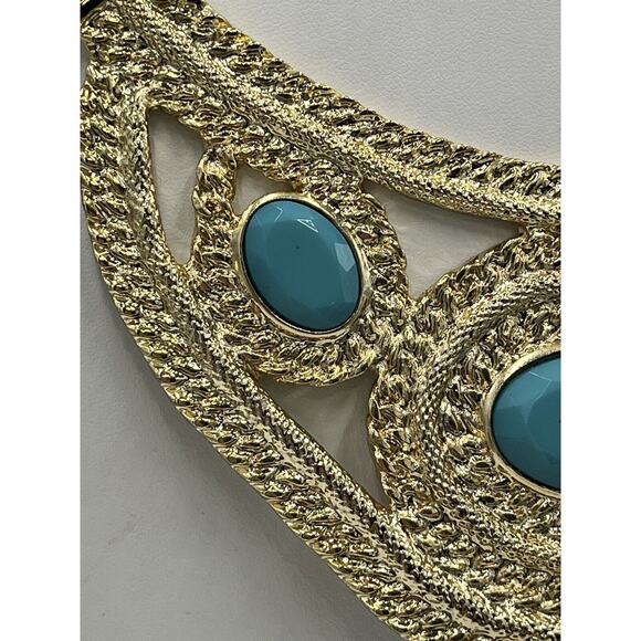 Wendy Williams Oval Shape Blue Turquoise Crescents 17" Statement Necklace NWOT - Picture 3 of 14
